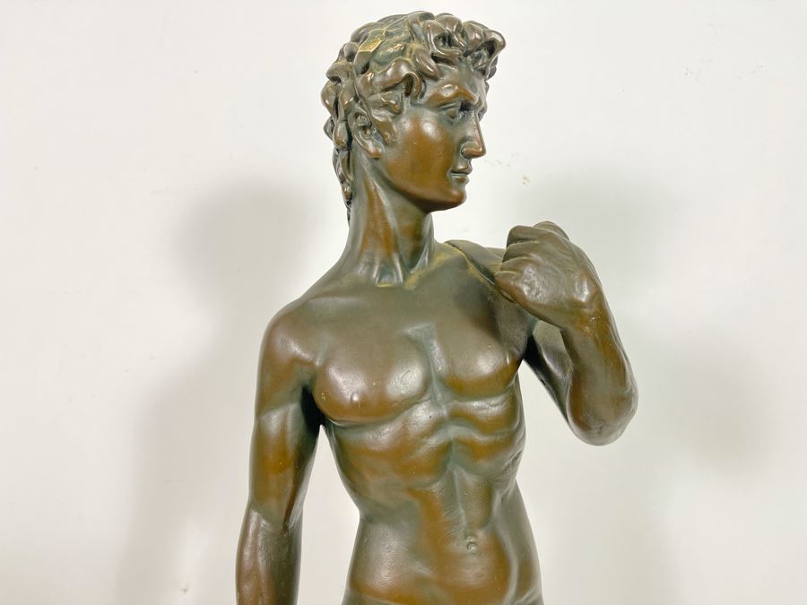 Marwal Industries Inc Chalkware Sculpture Of David By M. Lucchesi 9W X 8D X 26.5H - See Photos For Several Dings [Photo 2]