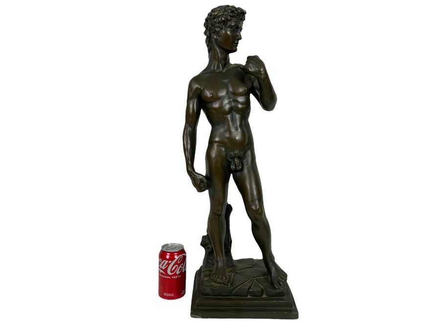 Marwal Industries Inc Chalkware Sculpture Of David By M. Lucchesi 9W X 8D X 26.5H - See Photos For Several Dings [Photo 1]