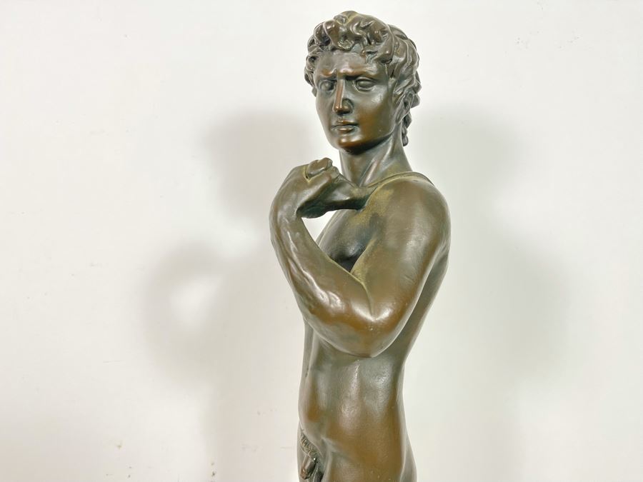 Marwal Industries Inc Chalkware Sculpture Of David By M. Lucchesi 9W X 8D X 26.5H - See Photos For Several Dings [Photo 7]