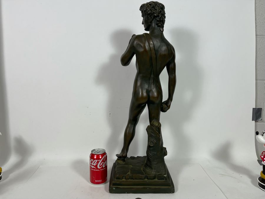 Marwal Industries Inc Chalkware Sculpture Of David By M. Lucchesi 9W X 8D X 26.5H - See Photos For Several Dings [Photo 8]