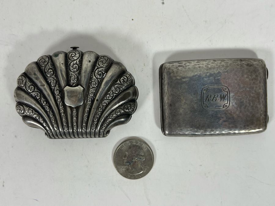 Pair Of Sterling Silver Cases - Both Latches Need Work - 59g [Photo 3]