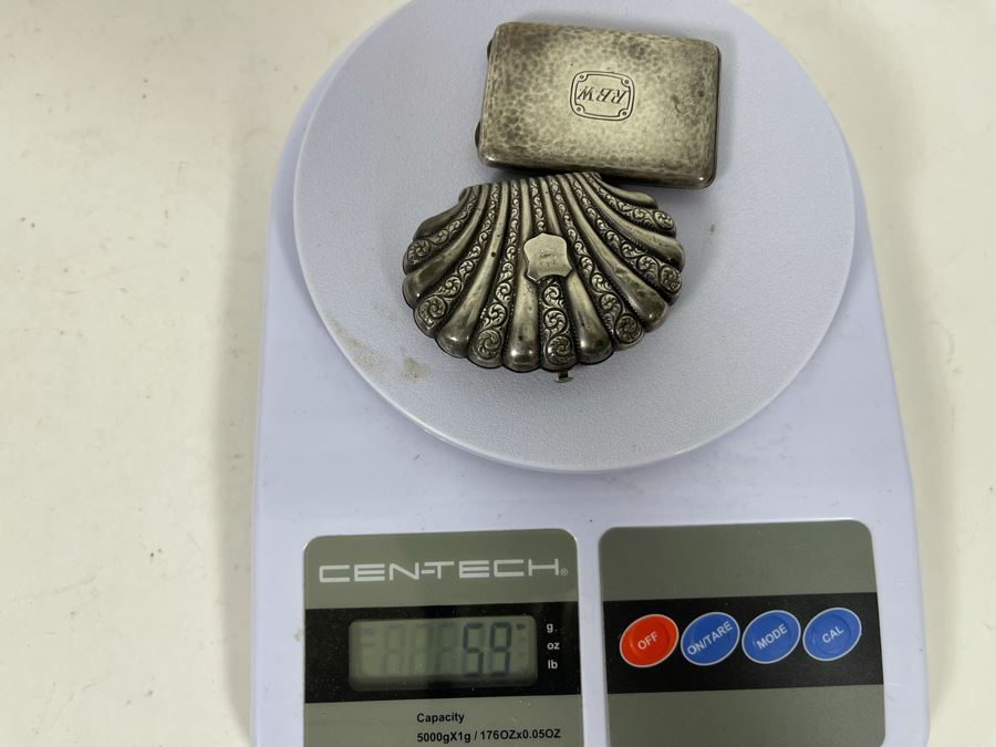 Pair Of Sterling Silver Cases - Both Latches Need Work - 59g [Photo 11]