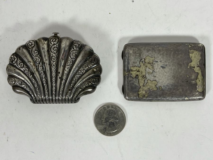 Pair Of Sterling Silver Cases - Both Latches Need Work - 59g [Photo 7]