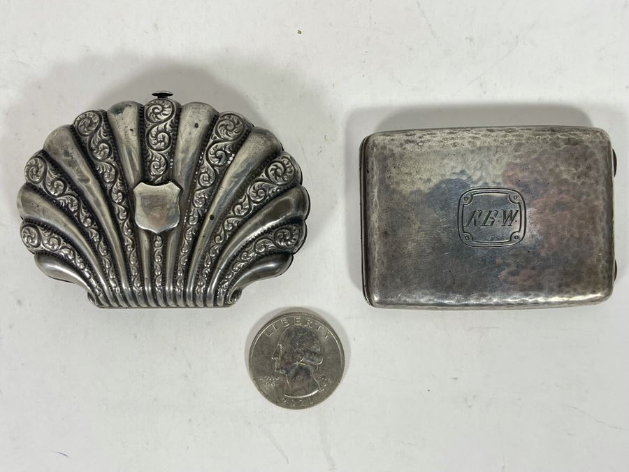 Pair Of Sterling Silver Cases - Both Latches Need Work - 59g [Photo 2]