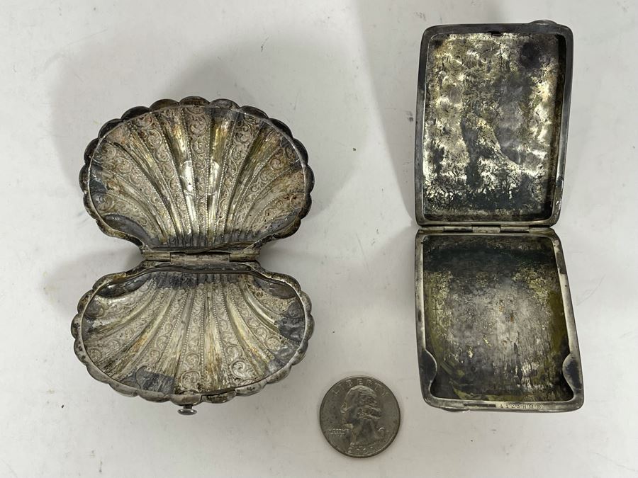 Pair Of Sterling Silver Cases - Both Latches Need Work - 59g [Photo 8]