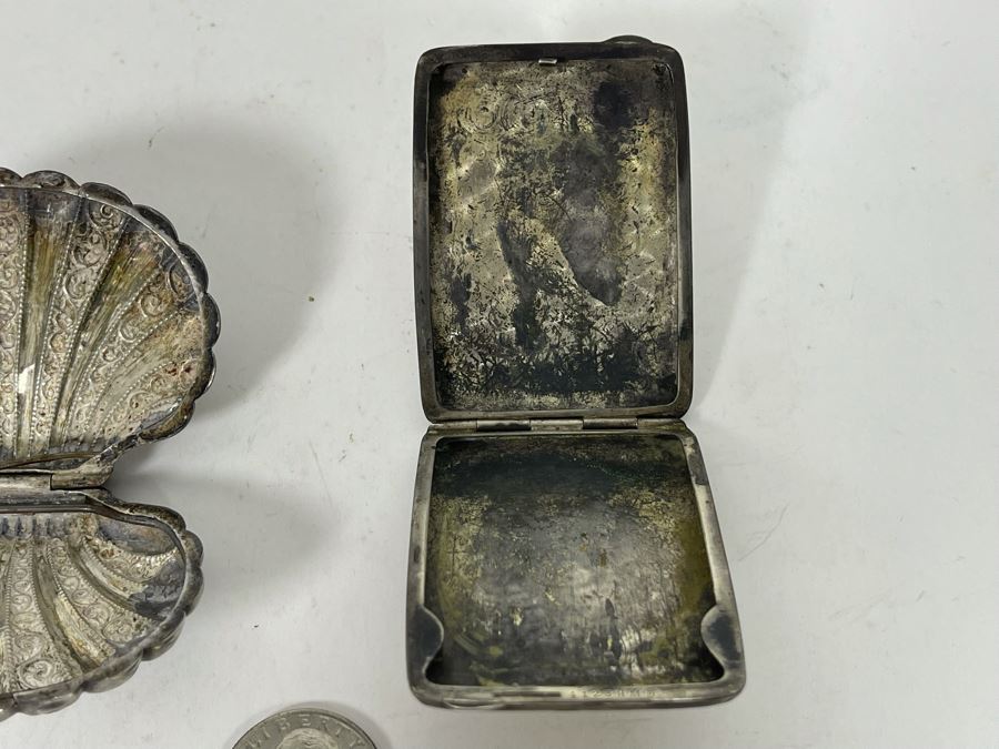 Pair Of Sterling Silver Cases - Both Latches Need Work - 59g [Photo 10]