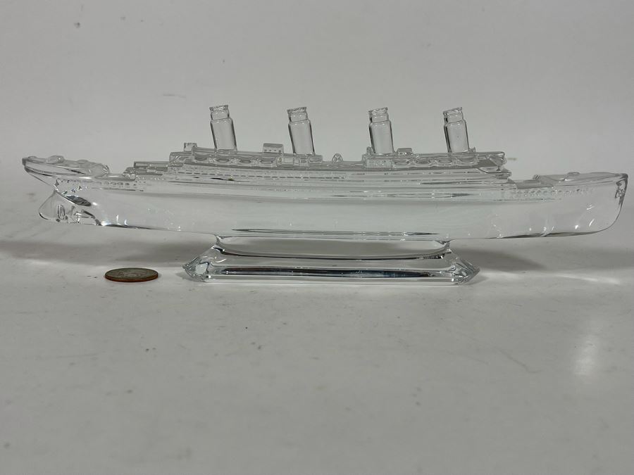 Waterford Crystal Titanic Steam Ship Model Figurine 11W X 3.5H [Photo 10]