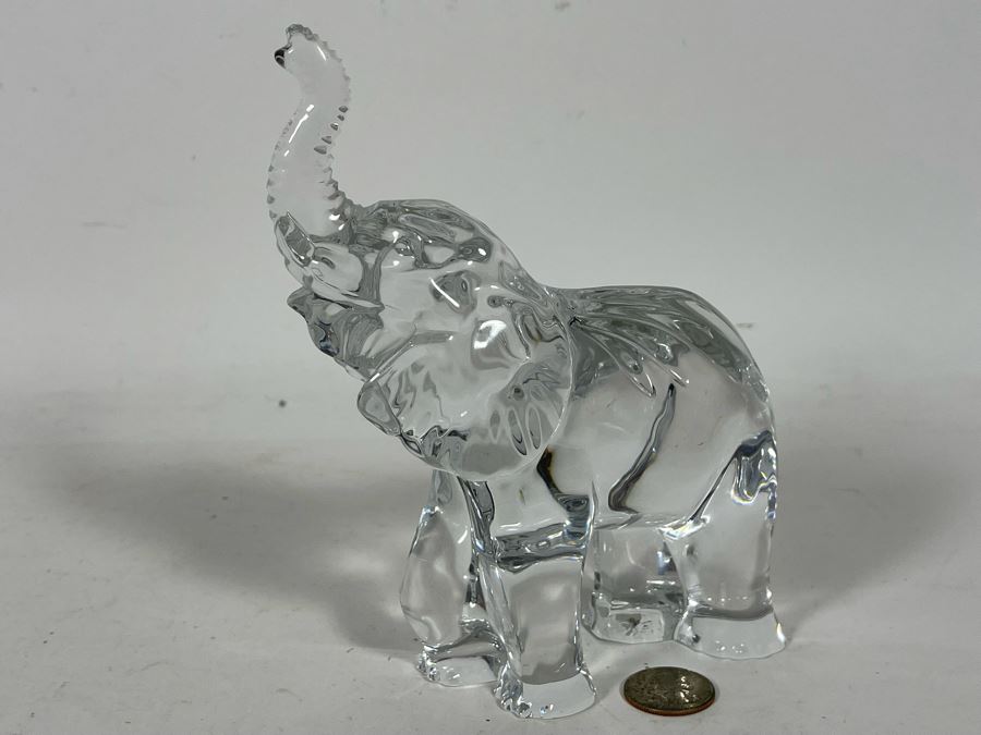 Waterford Crystal Elephant With Raised Trunk Sculpture Figurine 5.5W X 7H [Photo 7]