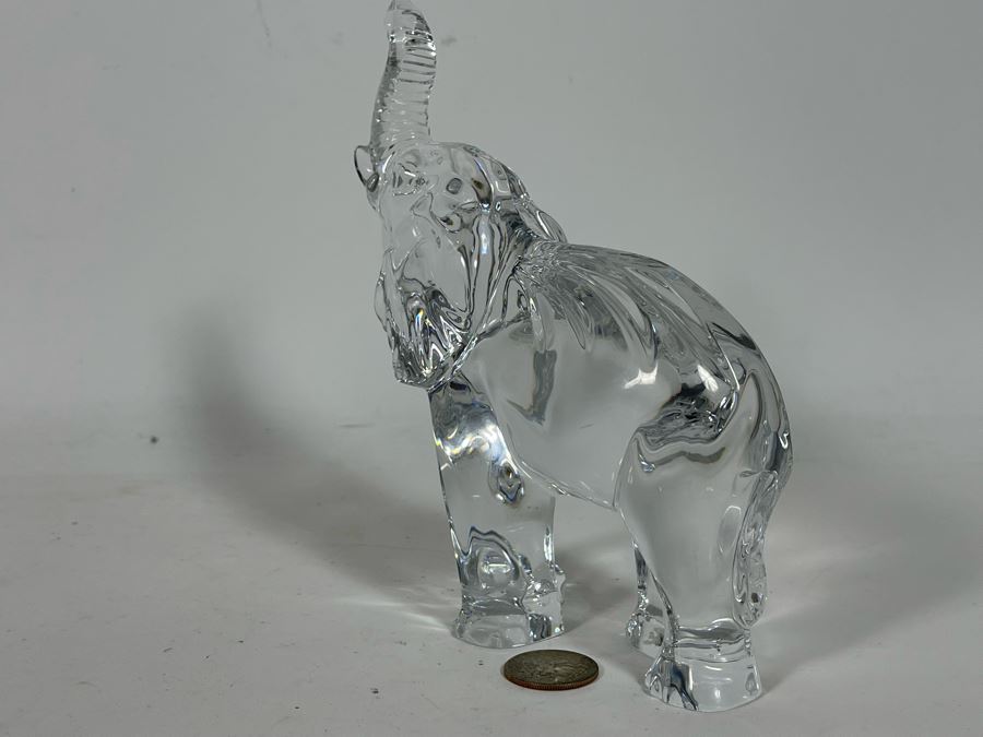 Waterford Crystal Elephant With Raised Trunk Sculpture Figurine 5.5W X 7H [Photo 10]