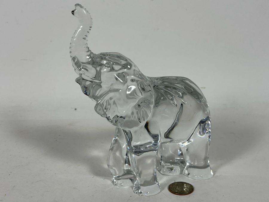 Waterford Crystal Elephant With Raised Trunk Sculpture Figurine 5.5W X 7H [Photo 8]