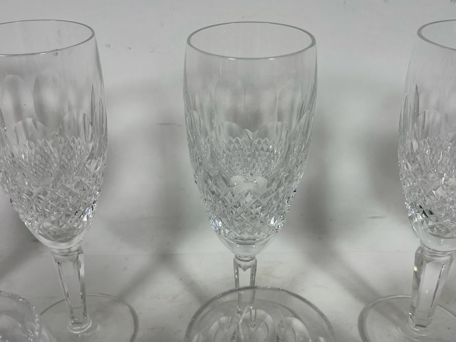 Waterford Crystal Colleen (5) Small Brandy Stemware Glasses 4.5” And (5) Champagne Flute Stemware Glasses 7 3/8- Replacements Value $1,000 [Photo 8]