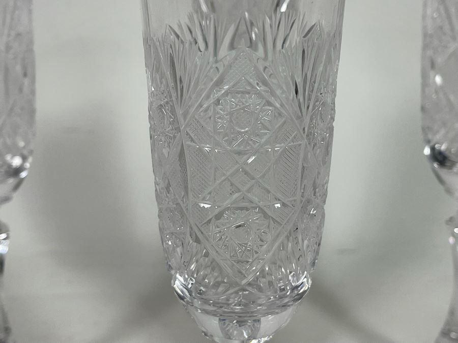 (6) Cut Crystal Stemware Champagne Flutes 8 5/8 [Photo 6]