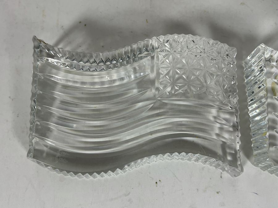 Waterford Crystal Wedding Cake Knife & Server Set, Pair Of Waterford US Flag Paperweight And Waterford Business Card Holder [Photo 5]