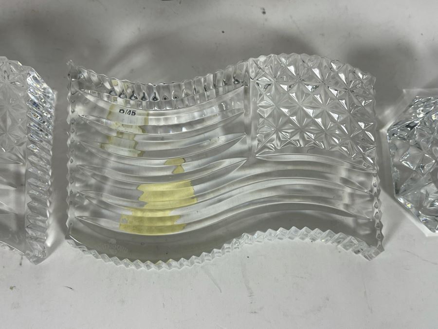 Waterford Crystal Wedding Cake Knife & Server Set, Pair Of Waterford US Flag Paperweight And Waterford Business Card Holder [Photo 6]