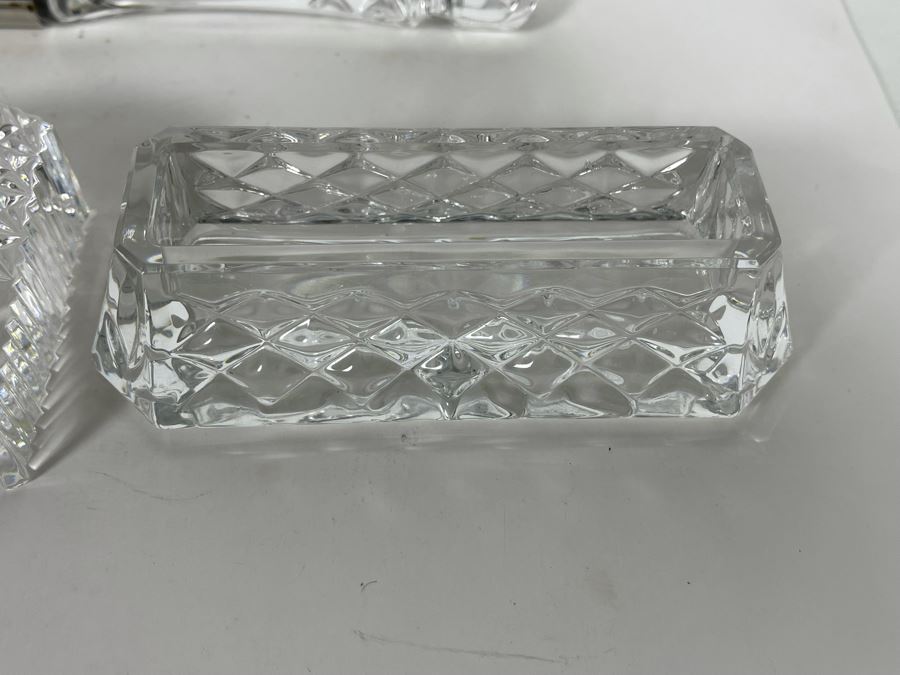 Waterford Crystal Wedding Cake Knife & Server Set, Pair Of Waterford US Flag Paperweight And Waterford Business Card Holder [Photo 7]