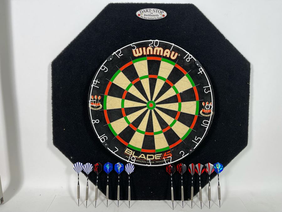 Winmau Dartboard 17.5'R Blade 5 Fifth Generation Blade Technology With Dart-Stop Backboards 29'W And Darts [Photo 3]
