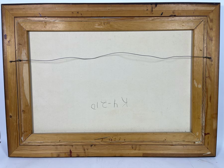 Original Mid-Century Abstract Harbor Wharf Painting On Canvas 36 X 24 Signed By Calderon Framed  [Photo 12]