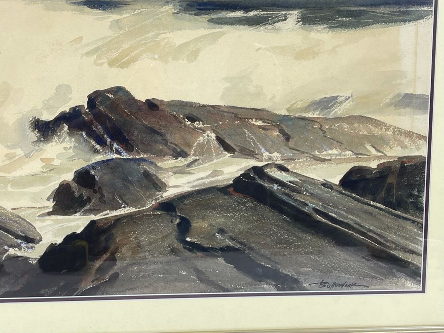 Original Walter Bollendonk (1897-1977) Ocean Watercolor Painting On Paper 28 X 16 Signed Bollendonk Framed 36 X 24 [Photo 8]