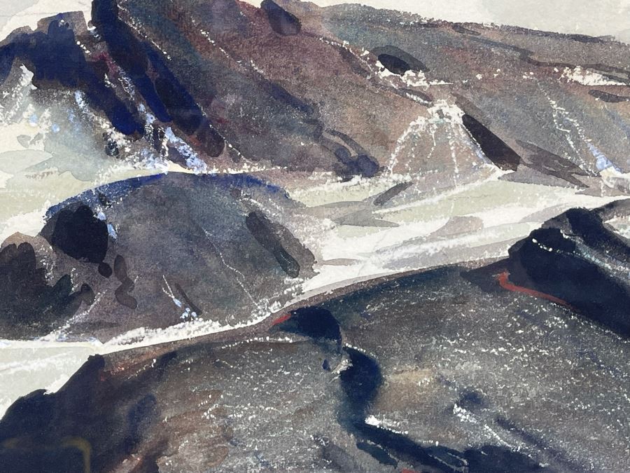 Original Walter Bollendonk (1897-1977) Ocean Watercolor Painting On Paper 28 X 16 Signed Bollendonk Framed 36 X 24 [Photo 13]