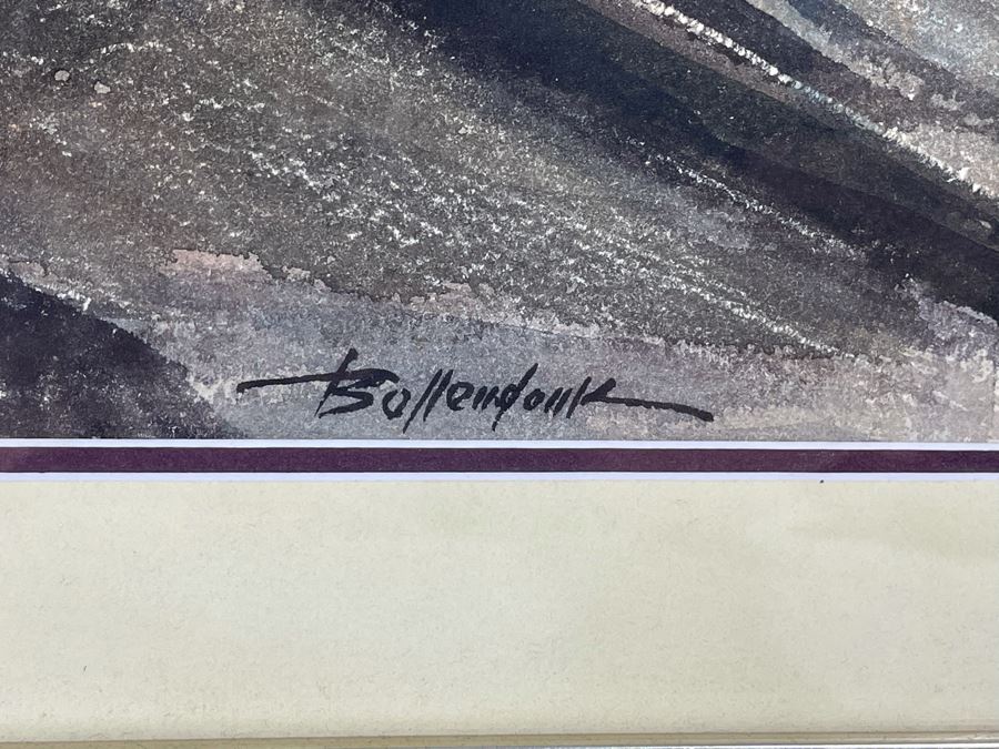 Original Walter Bollendonk (1897-1977) Ocean Watercolor Painting On Paper 28 X 16 Signed Bollendonk Framed 36 X 24 [Photo 11]