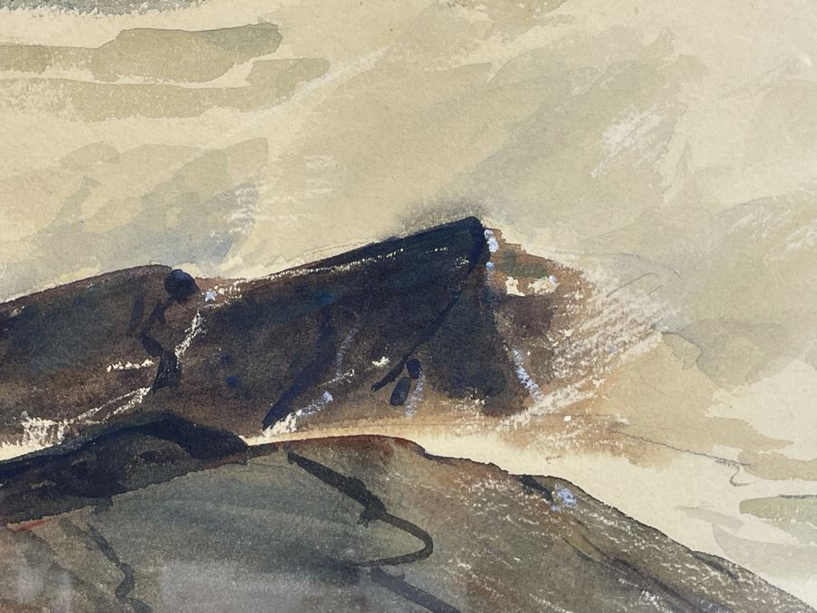 Original Walter Bollendonk (1897-1977) Ocean Watercolor Painting On Paper 28 X 16 Signed Bollendonk Framed 36 X 24 [Photo 15]