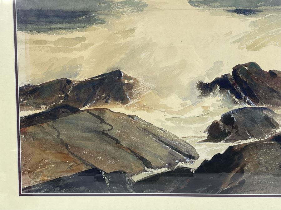 Original Walter Bollendonk (1897-1977) Ocean Watercolor Painting On Paper 28 X 16 Signed Bollendonk Framed 36 X 24 [Photo 7]