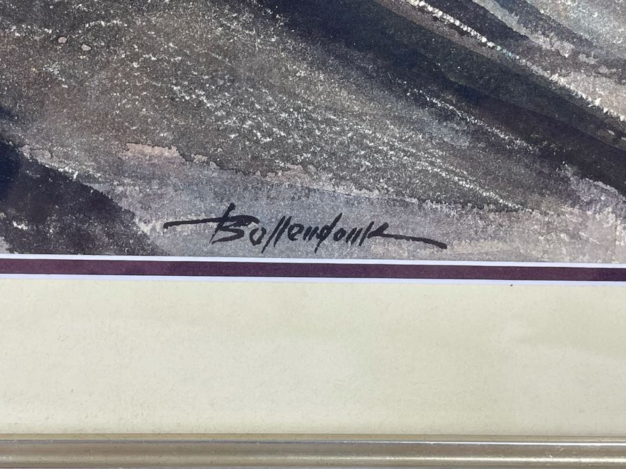 Original Walter Bollendonk (1897-1977) Ocean Watercolor Painting On Paper 28 X 16 Signed Bollendonk Framed 36 X 24 [Photo 10]