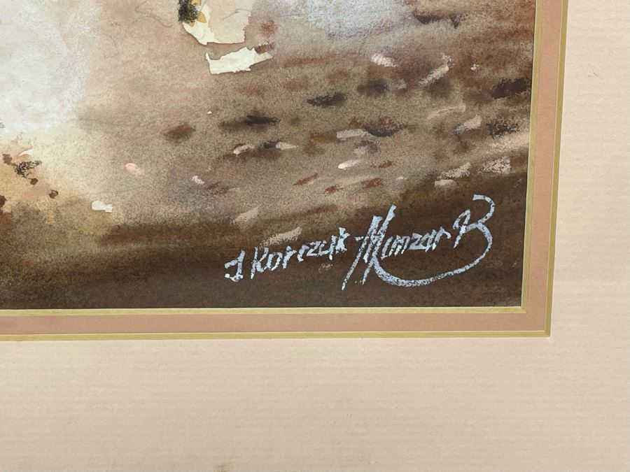 Original Signed Watercolor Painting 13.5 X 10 Running Horses Painting Signed And Framed 21 X 18 [Photo 10]