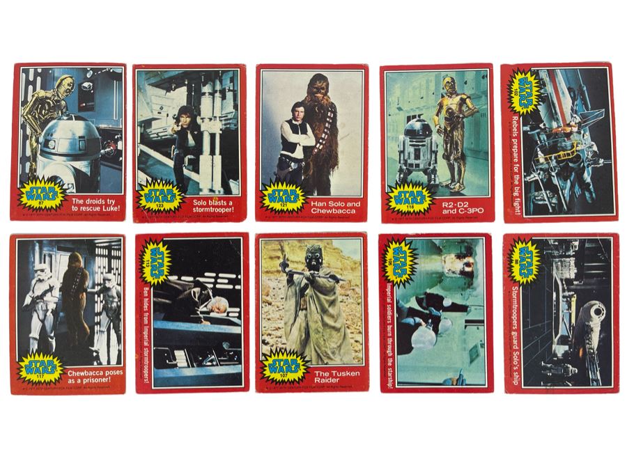  10 Vintage 1977 Original Star Wars Trading Cards