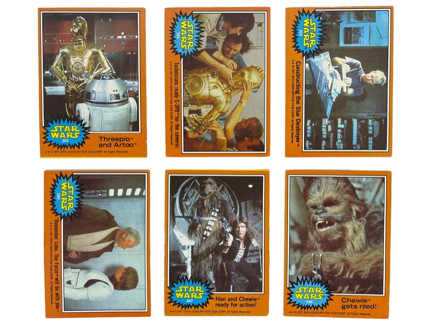 (6) Vintage 1977 Original Star Wars Trading Cards