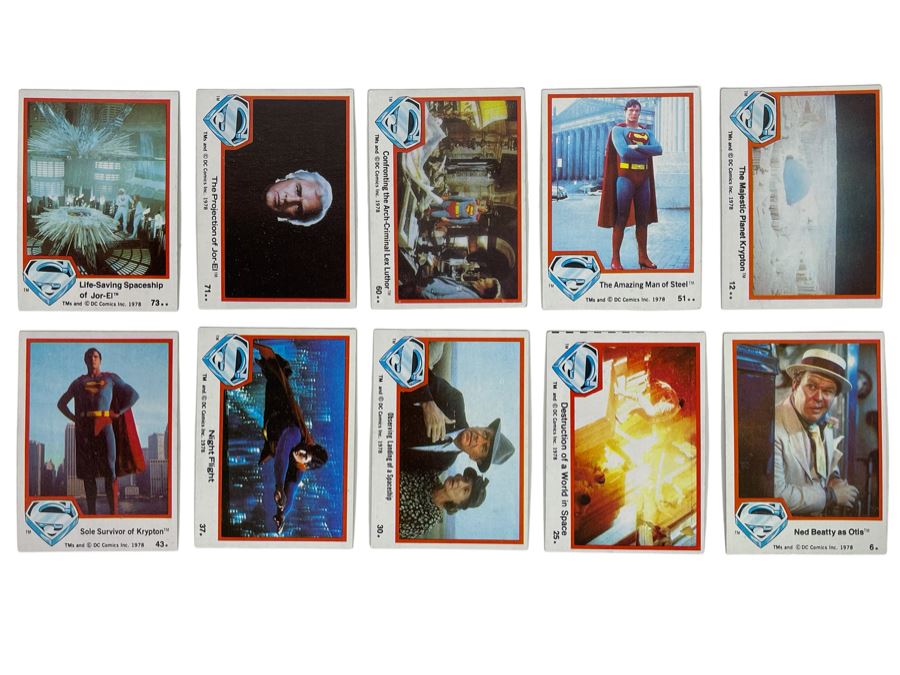 (10) Vintage 1978 Superman The Movie With Christopher Reeve Trading Cards