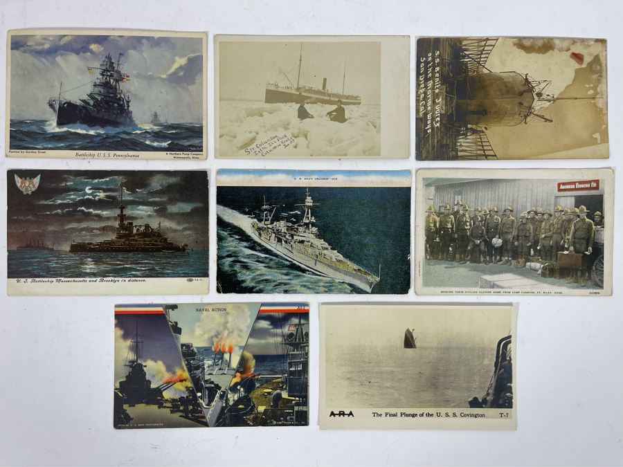 Collection Of (8) Vintage Naval Ship Wartime Postcards Some Postmarked With Stamps And Writing - See Photos [Photo 4]