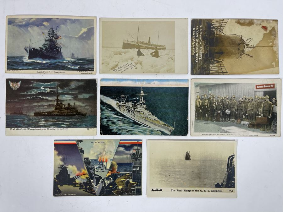 Collection Of (8) Vintage Naval Ship Wartime Postcards Some Postmarked With Stamps And Writing - See Photos [Photo 5]