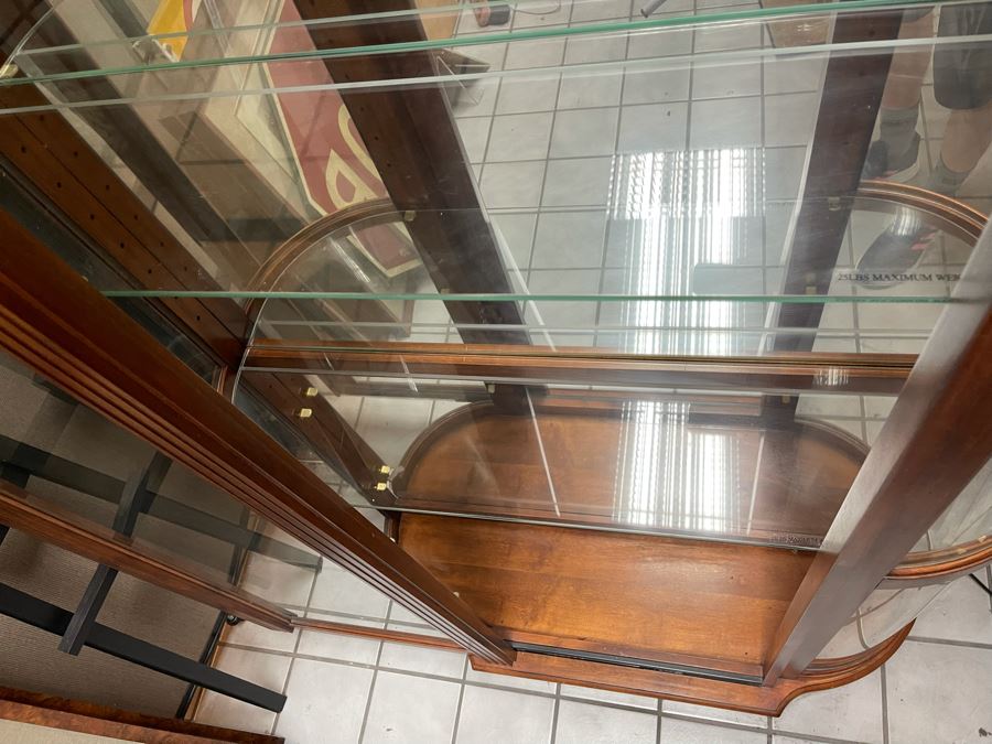 Pulaski Sliding Door Curved End Curio Cabinet With Overhead Lighting 45W X 13D X 80H [Photo 7]