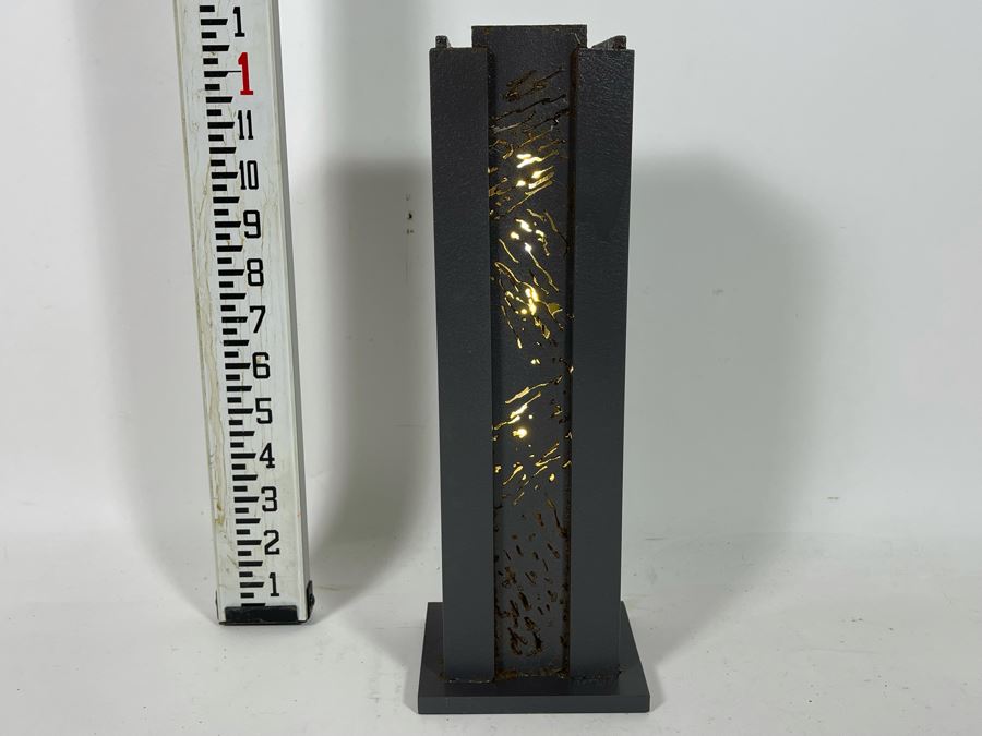 Laser Cut Metal Sculptural Light Table Lamp By Artist Karen Dugan 4W X 4D X 12.5H [Photo 3]