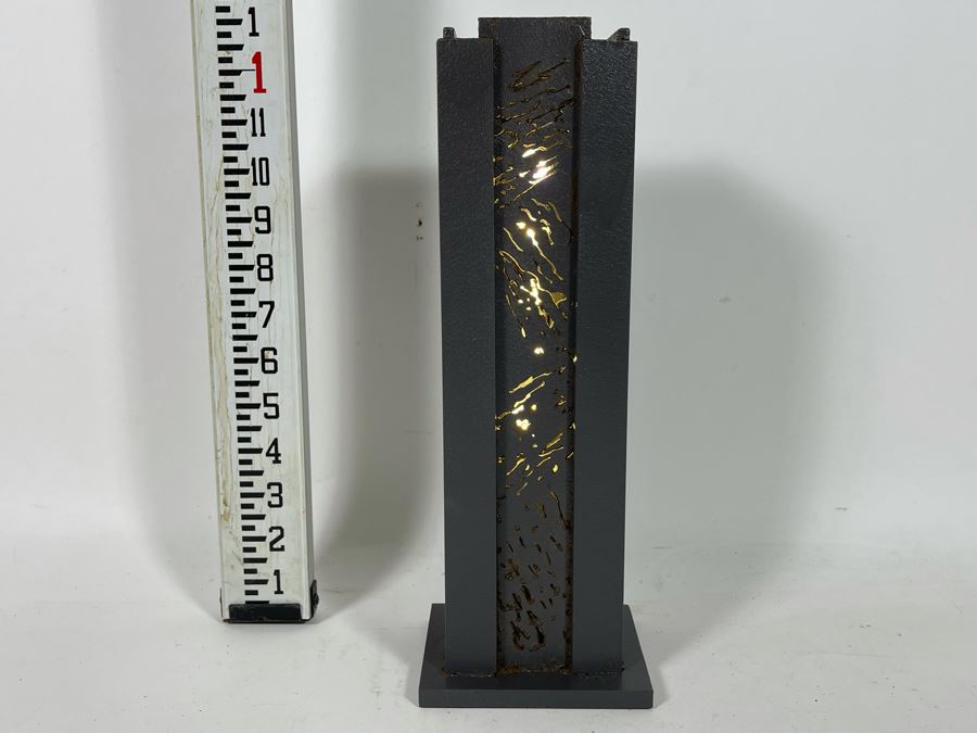 Laser Cut Metal Sculptural Light Table Lamp By Artist Karen Dugan 4W X 4D X 12.5H [Photo 2]