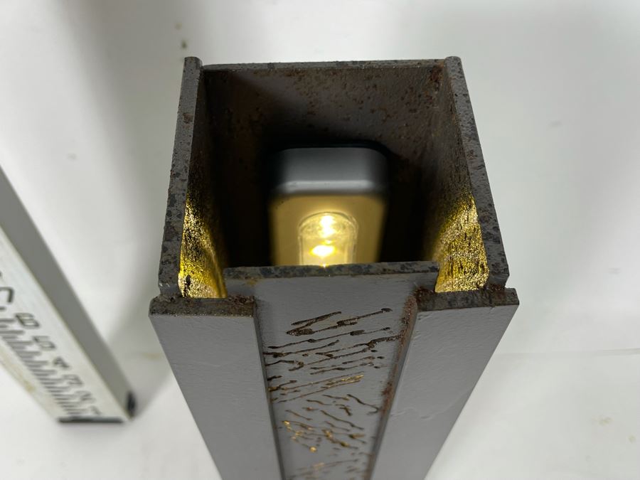 Laser Cut Metal Sculptural Light Table Lamp By Artist Karen Dugan 4W X 4D X 12.5H [Photo 5]