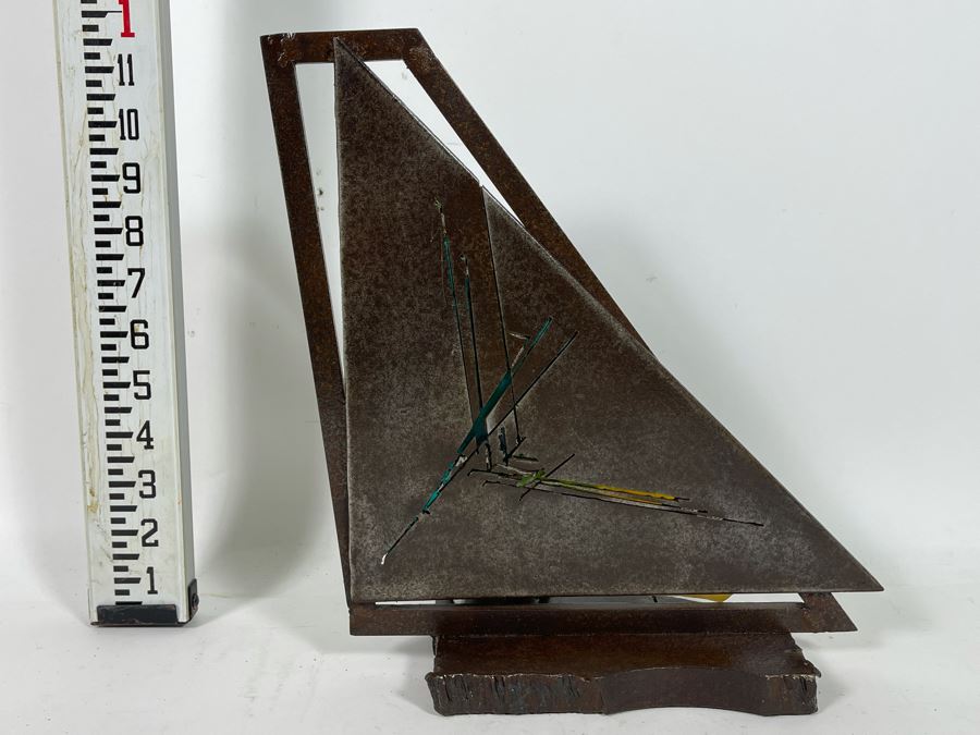 Metal And Glass Sculptural Light Table Lamp By Artist Karen Dugan 11W X 6D X 11.5H [Photo 6]