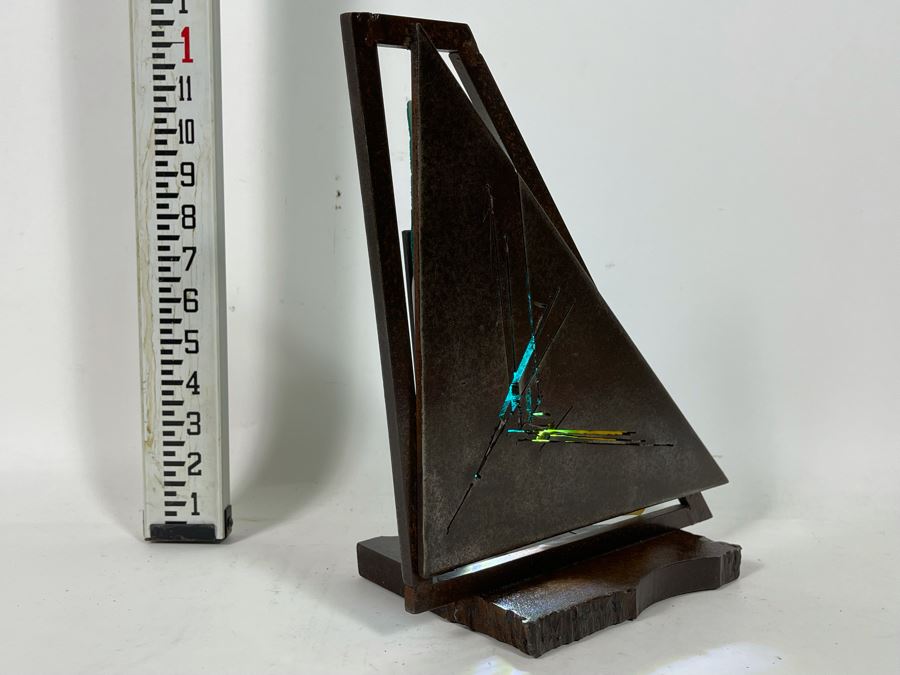 Metal And Glass Sculptural Light Table Lamp By Artist Karen Dugan 11W X 6D X 11.5H [Photo 7]