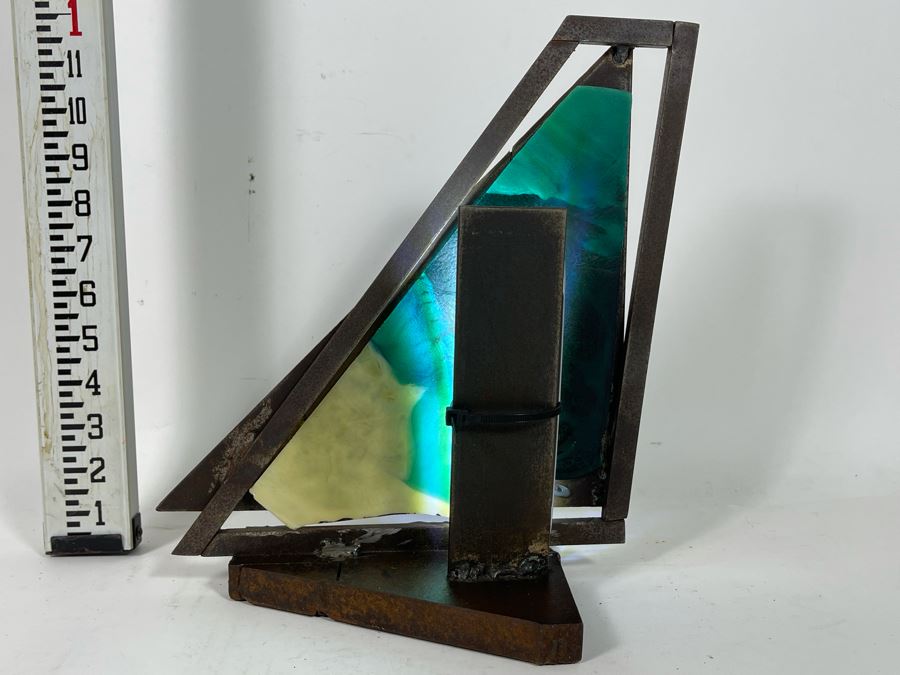 Metal And Glass Sculptural Light Table Lamp By Artist Karen Dugan 11W X 6D X 11.5H [Photo 9]
