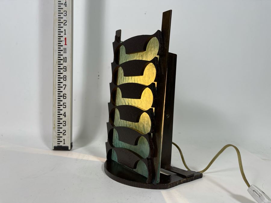 Leaning Metal And Glass Sculptural Light Table Lamp By Artist Karen Dugan 8.5W X 6D X 13H [Photo 11]