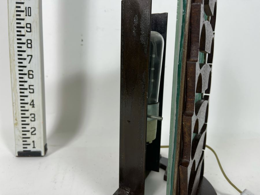 Leaning Metal And Glass Sculptural Light Table Lamp By Artist Karen Dugan 8.5W X 6D X 13H [Photo 7]