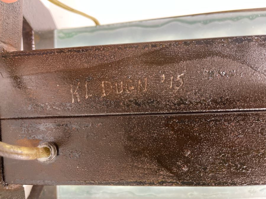 Leaning Metal And Glass Sculptural Light Table Lamp By Artist Karen Dugan 8.5W X 6D X 13H [Photo 10]