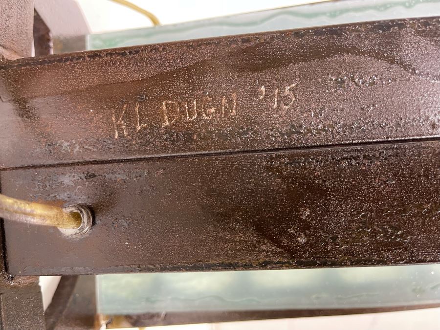 Leaning Metal And Glass Sculptural Light Table Lamp By Artist Karen Dugan 8.5W X 6D X 13H [Photo 9]