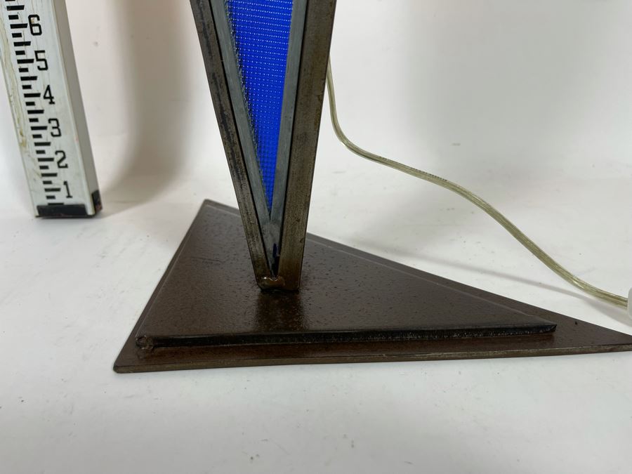Metal And Blue Glass Sculptural Light Table Lamp By Artist Karen Dugan 14W X 7D X 32H [Photo 7]