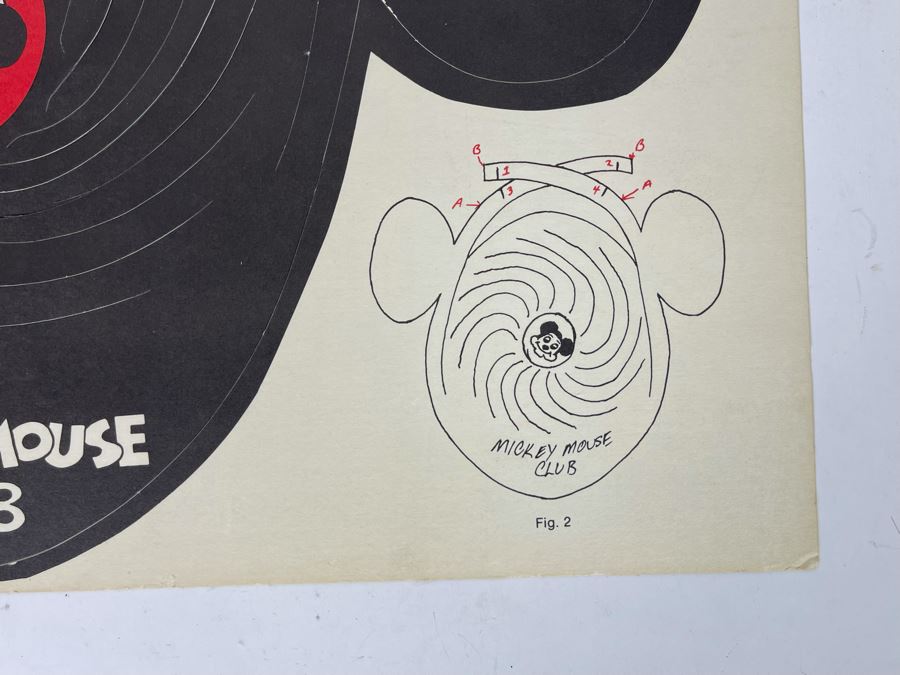 Pair Of Vintage Walt Disney Productions Mickey Mouse Club Paper Ear Hats Unused 18 X 12 [Photo 15]