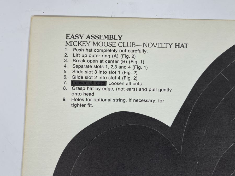 Pair Of Vintage Walt Disney Productions Mickey Mouse Club Paper Ear Hats Unused 18 X 12 [Photo 9]