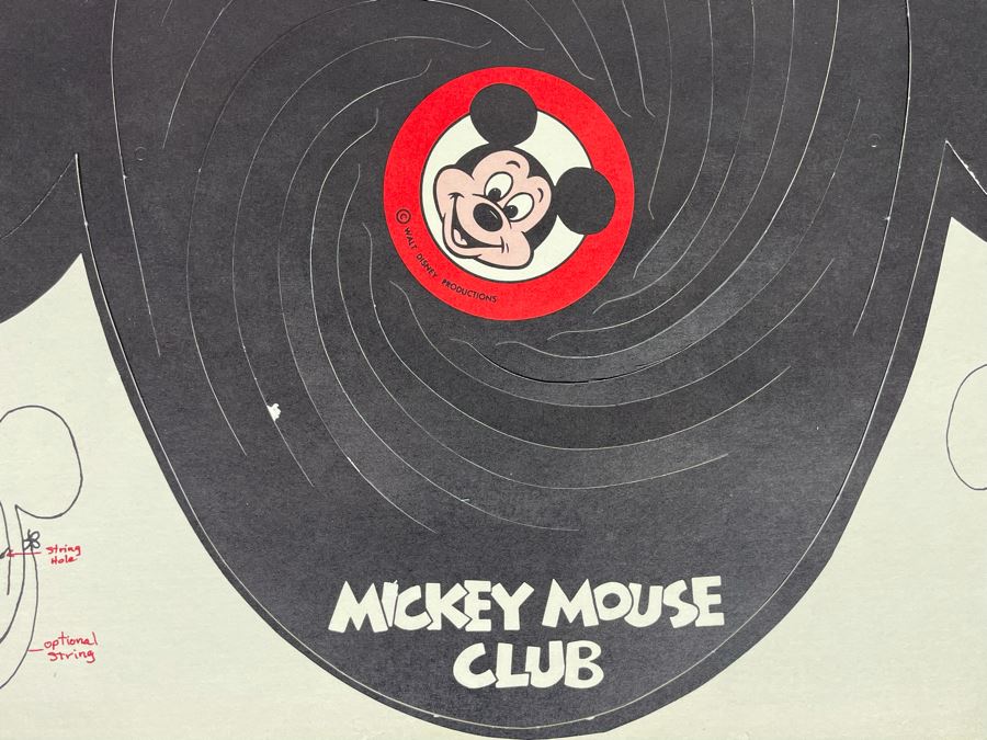 Pair Of Vintage Walt Disney Productions Mickey Mouse Club Paper Ear Hats Unused 18 X 12 [Photo 13]