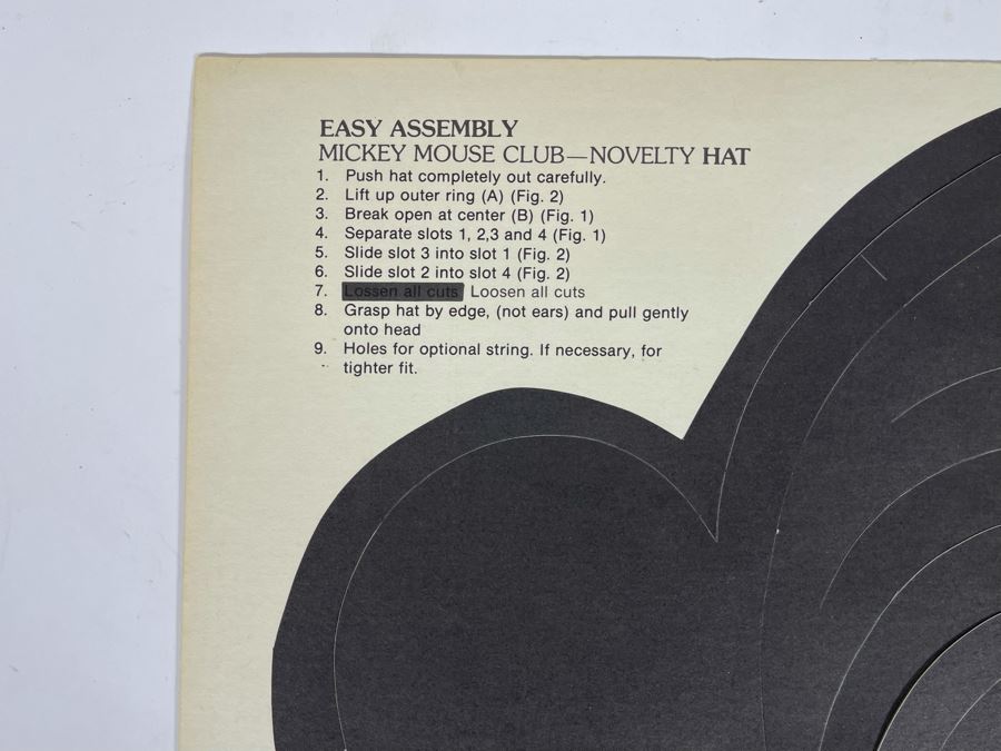 Pair Of Vintage Walt Disney Productions Mickey Mouse Club Paper Ear Hats Unused 18 X 12 [Photo 16]