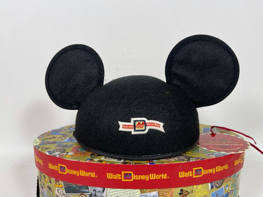 Limited Release Walt Disney World 40 Years Of Magic Mickey Mouse Ears Hat And 3 Vintage Patches With Box [Photo 10]